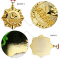 Großhandel Custom Logo handgefertigt wettbewerbsfähiger Preis Sport Marathon laufende militärische Goldmedaille mit plattierter Metallmedaille